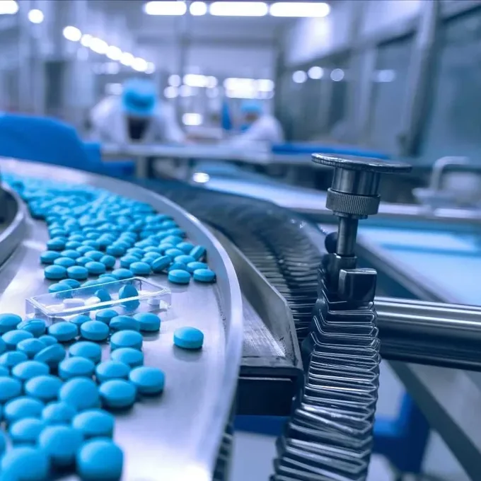 Tablets on a production line